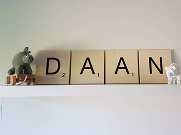 Korting op grote houten scrabble letters