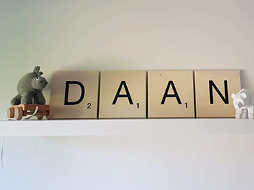 Korting op grote houten scrabble letters